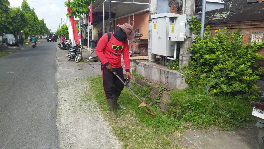 Kegiatan Rutin Pemotongan Rumput untuk Menjaga Kebersihan Lingkungan Desa Penarukan