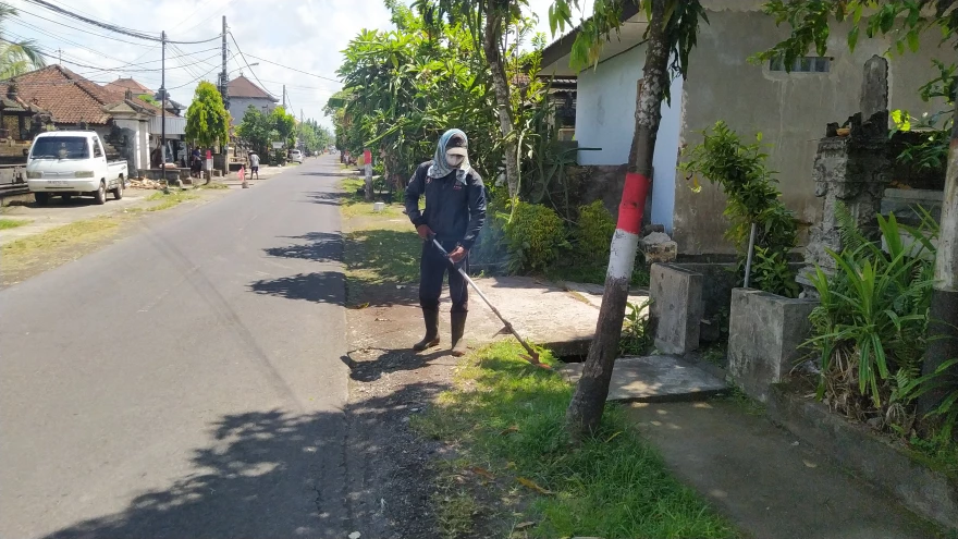 Kegiatan Rutin Pemotongan Rumput untuk Menjaga Kebersihan Desa Penarukan